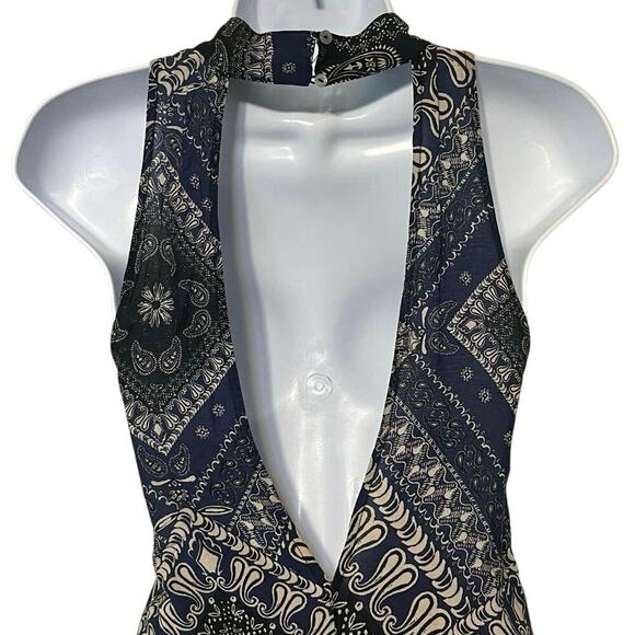 FREE PEOPLE INTIMATELY Beaux Slip Dress Blue Size Small Mock Neck Open Back - Picture 6 of 10
